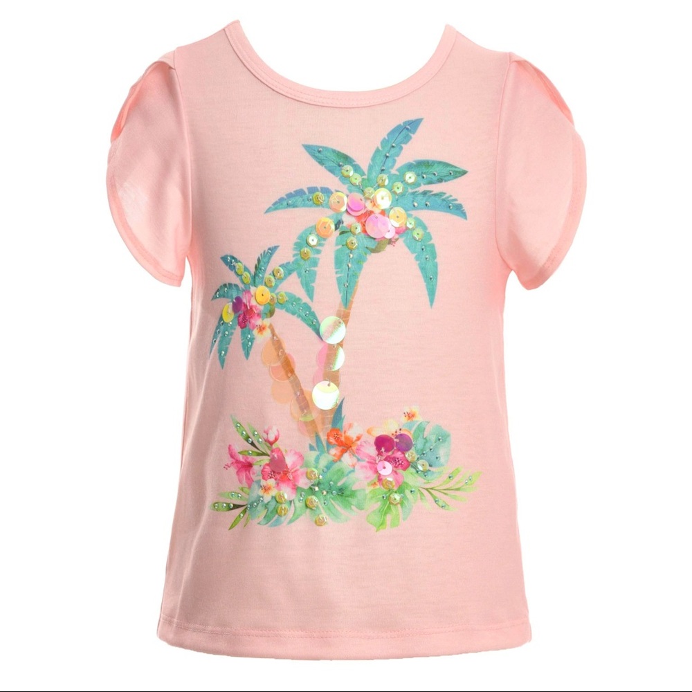 NWT - Hannah Banana - Palm Tree Graphic T w Sequin